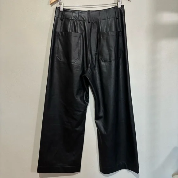 Maeve Anthropologie Colette Black Wide Leg Cropped Pants Size 30 - Picture 4 of 7